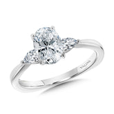 Tapered 3-Stone Oval And Pear Diamond Engagement Ring
